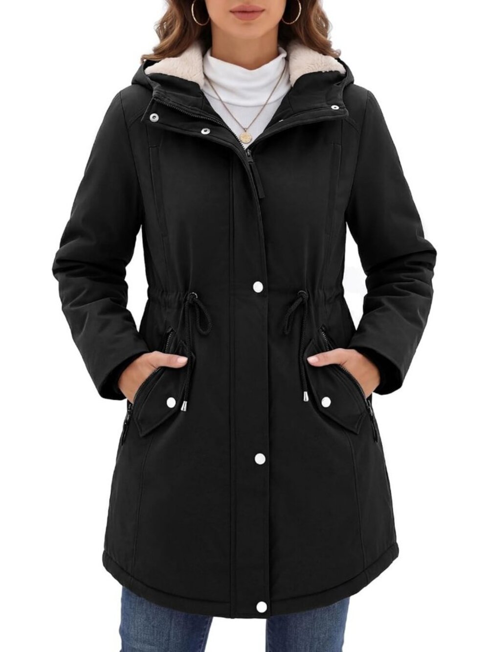 Warm Hooded Fleece Lined Women's Parka Jacket - Cozy Winter Outerwear
